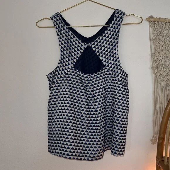 Anthropologie Blue and White Geometric Blouse - Picture 7 of 10